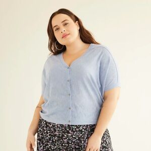 Short Cardigan Cocoon-Shape with 3/4-Sleeve Penn Size 3x